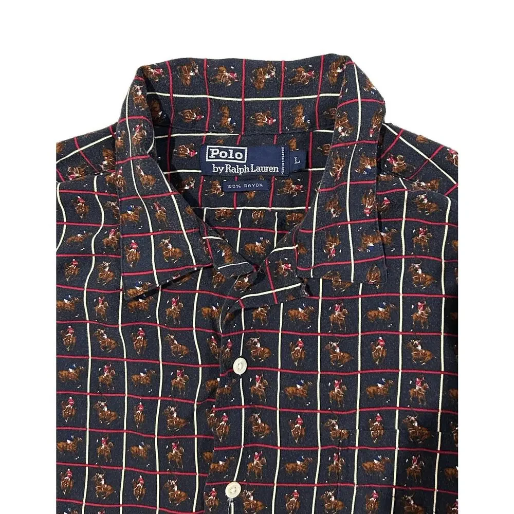 Polo Ralph Lauren Rare VTG Equestrian Horse Long Sleeve Button Up Shirt Men’s L